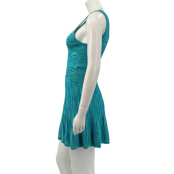 Torn‎ by Ronny Kobo Dress Womens Small Fit & Flare Skater Mini Blue Ribbed Knit - Picture 4 of 9